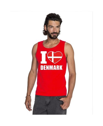 Rood I love Denemarken fan singlet shirt/ tanktop heren S Rood