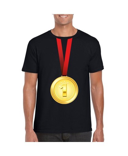 Gouden medaille kampioen shirt zwart heren M Zwart
