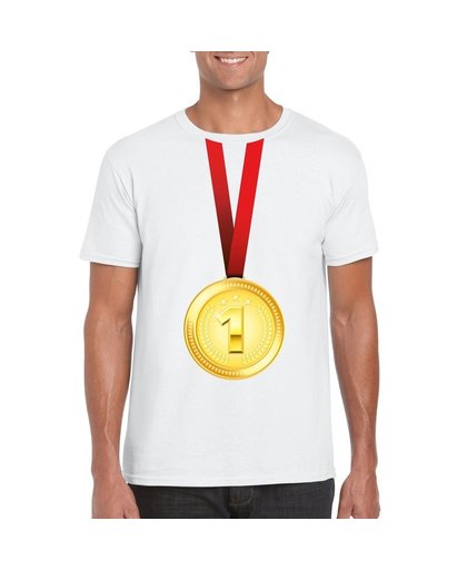 Gouden medaille kampioen shirt wit heren M Wit