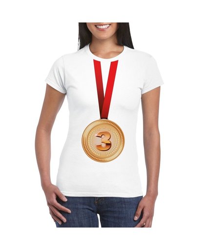 Bronzen medaille kampioen shirt wit dames XL Wit