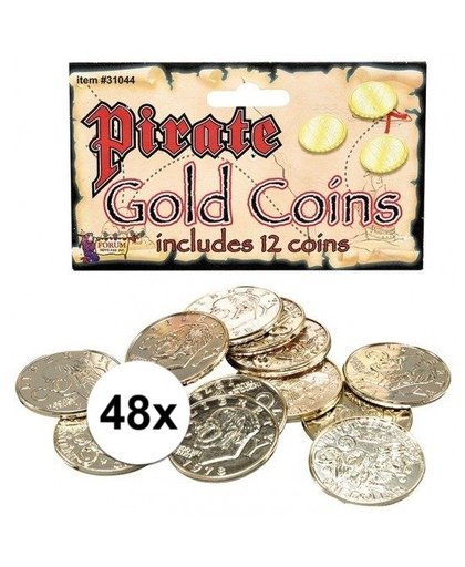 Gouden piraten munten 48 stuks Goudkleurig