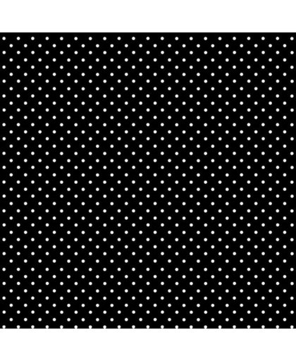 Inpakpapier zwart met witte stip 200 x 70 cm op rol Zwart