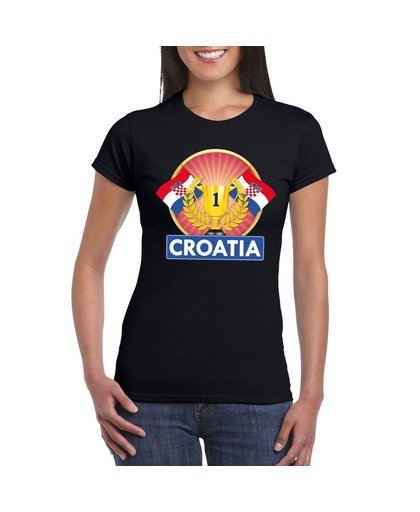 Zwart Kroatie supporter kampioen shirt dames M Zwart