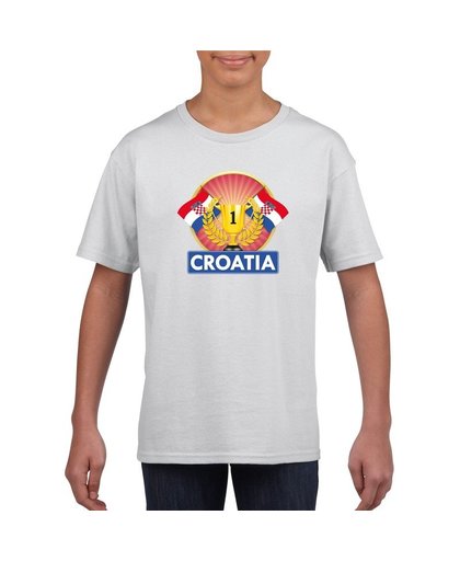 Wit Kroatie supporter kampioen shirt kinderen XL (158-164) Zwart