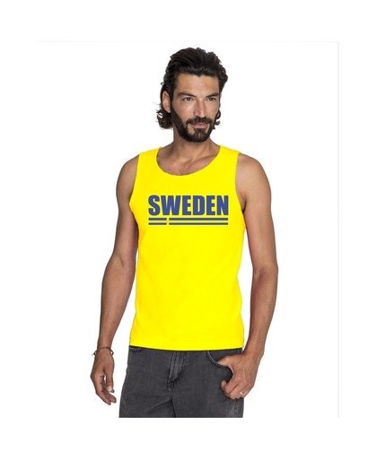 Geel Zweden supporter singlet shirt/ tanktop heren S Geel