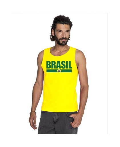Geel Brazilie supporter singlet shirt/ tanktop heren L Geel
