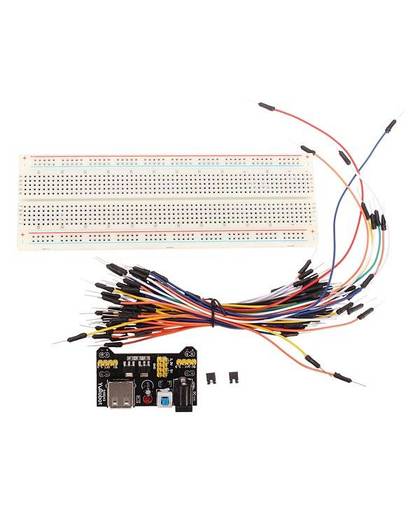 Breadboard met Jumper Draden en Power Supply voor Arduino