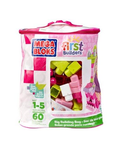 Mega Bloks First Builders blokkenzak - 60 stuks - roze
