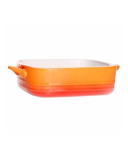 Oranje ovenschaal / braadslede - porselein - 16 x 16 cm