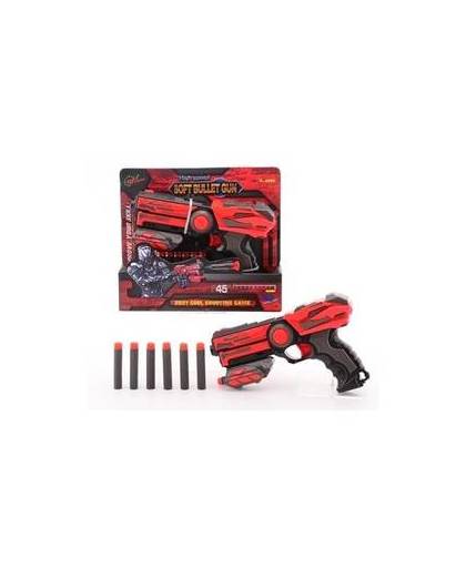 Speelgoed pistool rood zwart 23 cm