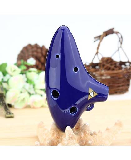 Blauwe Ocarina Fluit van Keramiek met 6 Vingergaten
