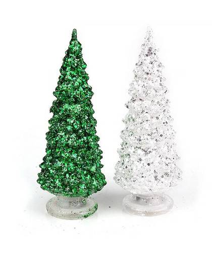 Lichtgevend Kerstboompje in Groen of Zilver