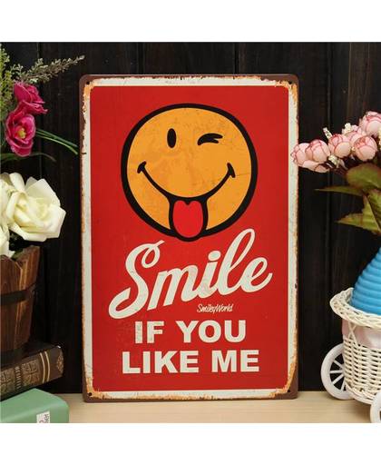 Decoratief Vintage Plaatje van Metaal met Smile If You Like Me