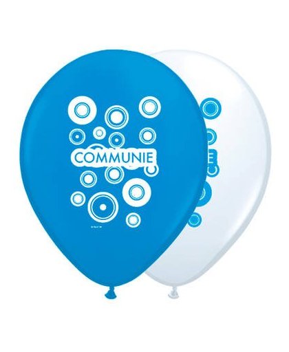Communie ballonnen - 8 stuks - blauw/wit