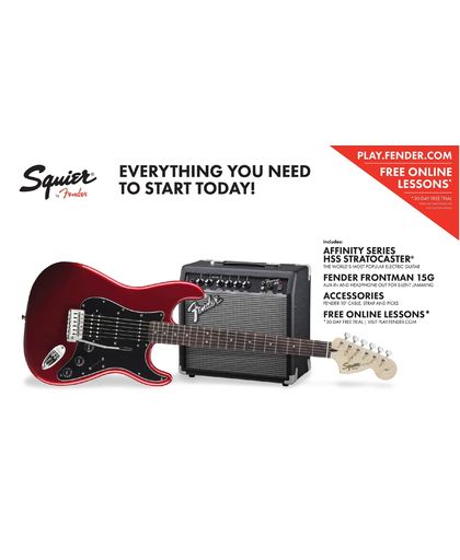 Squier By Fender - HSS Stratocaster - Electric Guitar Starter Pack (Candy Apple Red)