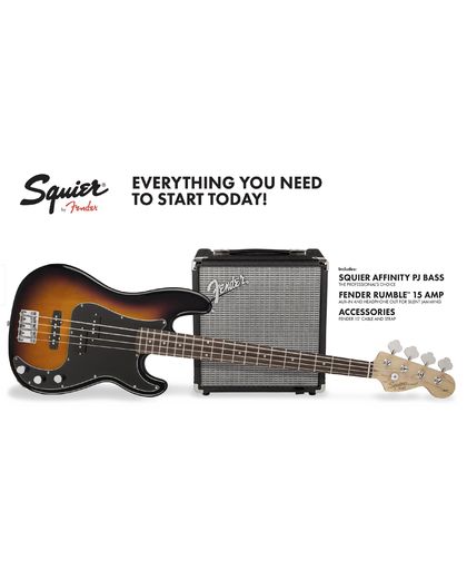 Squier By Fender - Affinity Series Precision PJ Bass - Electric Bass Starter Pack (Brown Sunburst)