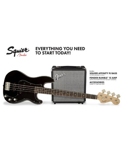 Squier By Fender - Affinity Series Precision PJ Bass - Electric Bass Starter Pack (Black)