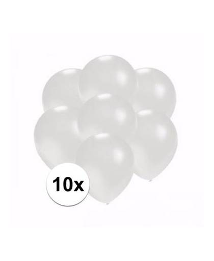 Kleine metallic witte ballonnen 10 stuks