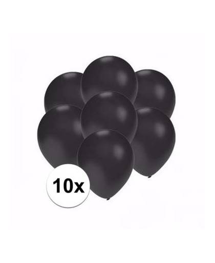 Kleine metallic zwarte ballonnen 10 stuks