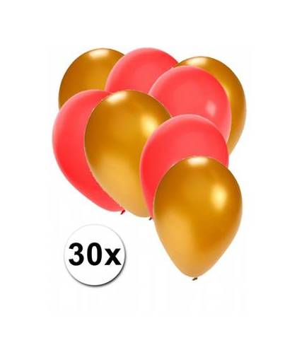 30x ballonnen goud en rood