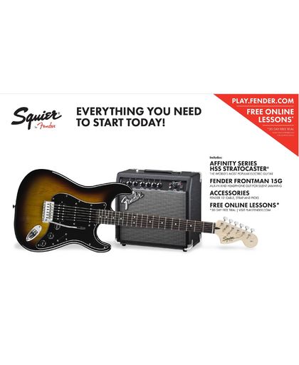 Squier By Fender - HSS Stratocaster- Electric Guitar Starter Pack (Brown Sunburst)