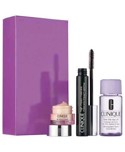 Clinique - High Impact Mascara Black + Take the day off 30 ml + All About eyes 5 ml - Giftset