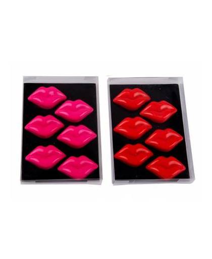 Lippen magneten 6 stuks roze