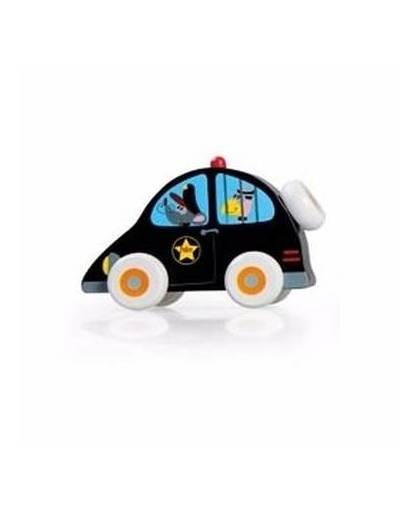 Houten speelgoed politieauto 10 cm