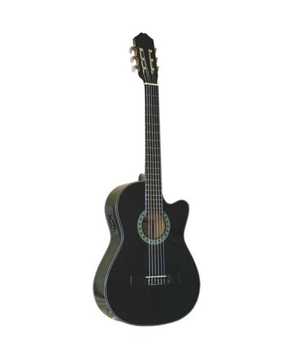 Gomez 001 BK-CE elektrisch-akoestische klassieke gitaar zwart
