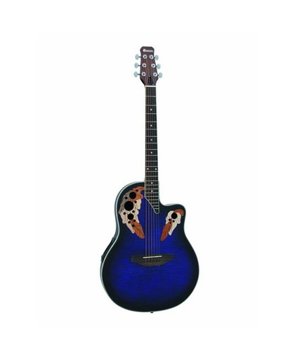Dimavery OV-500 roundback semi-akoestische gitaar gevlamd blauw