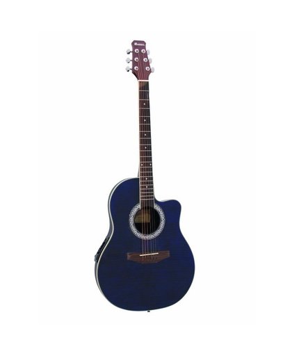 Dimavery RB-300 elektrisch-akoestische gitaar blauw gevlamd