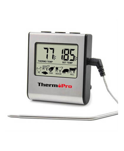 Thermo pro professionele digitale vleesthermometer - met timer & alarm - perfect vlees uit de oven & bbq!