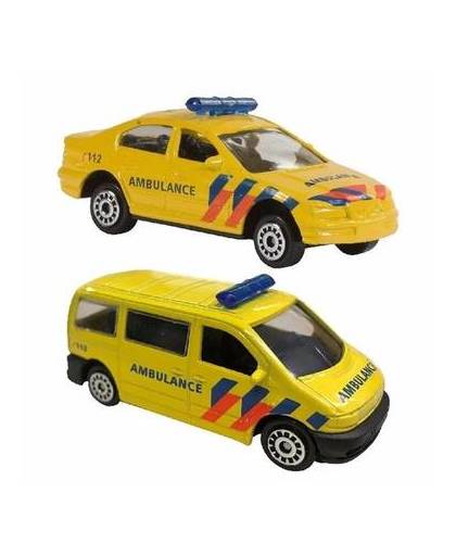 Nederlandse ambulance speelgoed modelauto set 2-dlg
