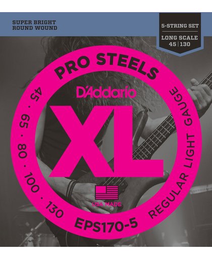 D'Addario EPS170-5 ProSteels Bass Regular Light 5-String 45-130
