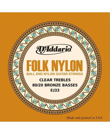 D'Addario EJ33 Folk Nylon Ball End Clear Trebles Bronze Basses