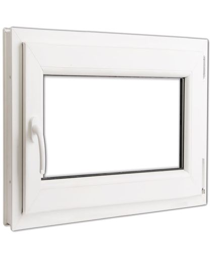 PVC raam met dubbel glas en handvat links 800 x 700 mm