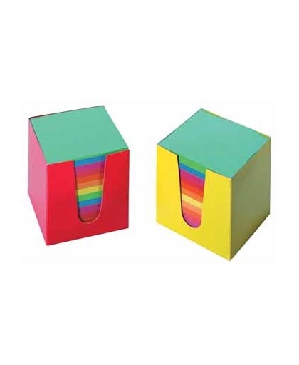 Memoblok kubus gekleurd kartonnen bakje