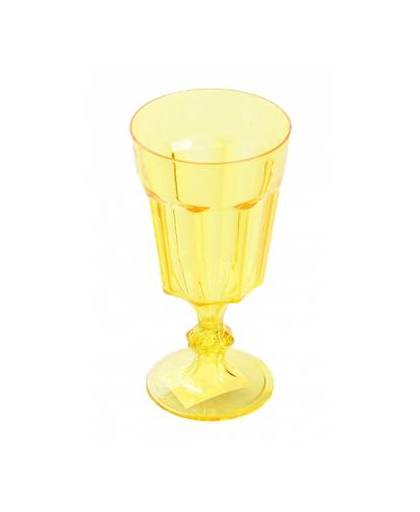 Plastic wijnglas geel 15 cm
