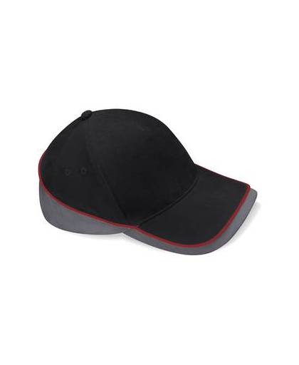 Beechfield competition cap black/graphite grey/classic red
