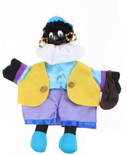 Tom Poppenkastpop Zwarte Piet 25 Cm Blauw/paars