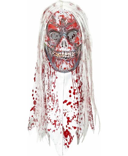 Bloederig zombie masker met haren voor volwassenen - Verkleedmasker