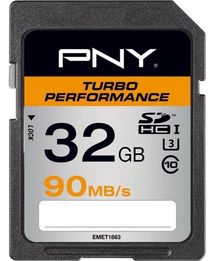 PNY SDHC 32GB Turbo Performance 32GB SDHC UHS-I Klasse 10 flashgeheugen