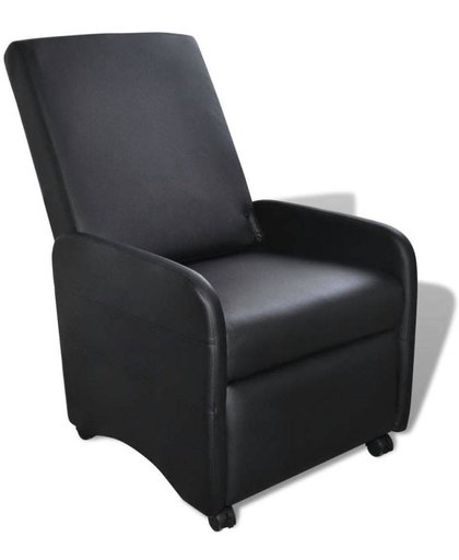 vidaXL Inklapbare fauteuil van kunstleer (zwart)