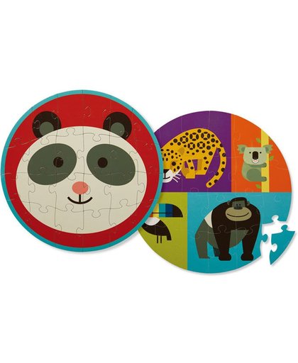 Crocodile Creek ronde tweezijdige puzzel Panda vrienden - 24 stukjes