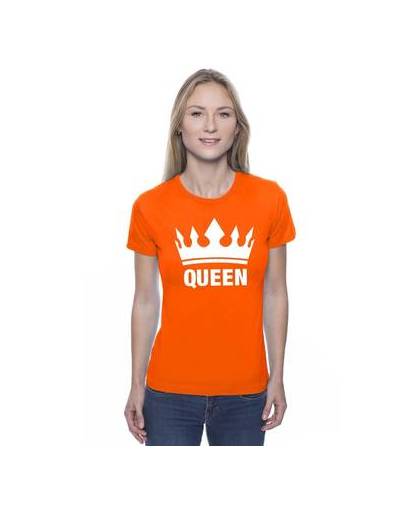 Oranje koningsdag queen shirt met kroon dames s