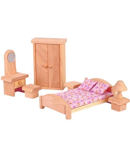 Plan Toys houten poppenhuismeubels klassieke Slaapkamer
