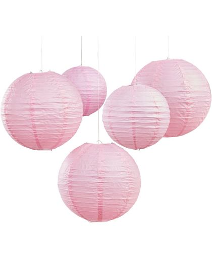 Boho - Lampion set - licht roze - 30 & 20,5 cm (5 stuks)