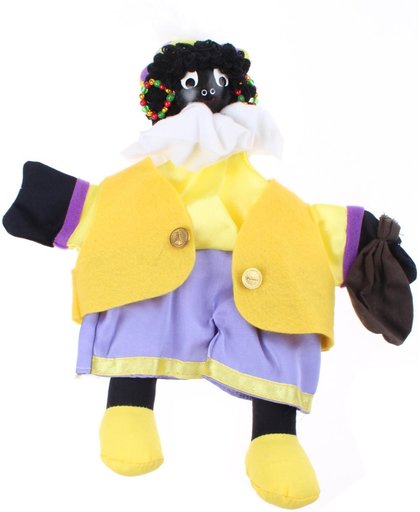 Tom Poppenkastpop Zwarte Piet 25 Cm Geel/paars