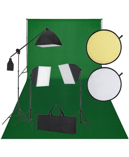 Fotostudio set met green screen 3 daglichtlampen