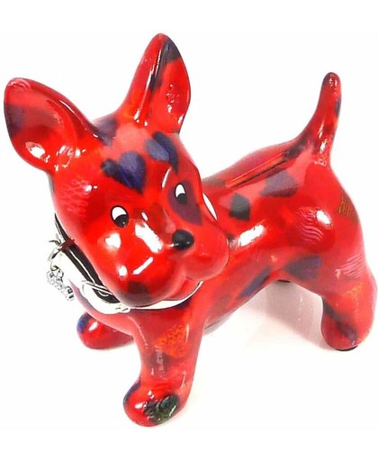 Pomme Pidou spaarpot hond Boomer - Uitvoering - Rood met harten